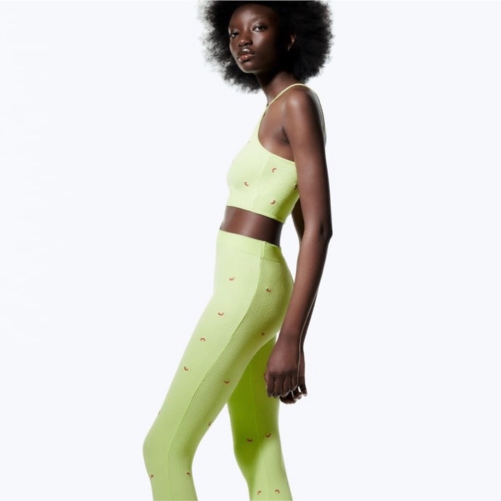 Zara set of seamless embroidered top and leggings